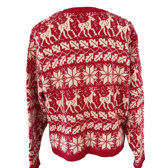 Croft Barrow Fair Isle Christmas Sweater Reindeer Size XL Silk Silver Clasp - Picture 2 of 11
